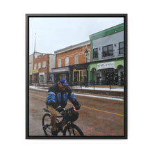 Load image into Gallery viewer, Snowy Cafe Coffee Shop - Cozy Winter - Oil Sketch on Canvas | Gallery Canvas Wraps, Vertical Frame
