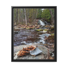 Load image into Gallery viewer, Pinecone Waterfall - Canadian Art - Nature Photography - Oil Sketch on Canvas | Matte Canvas, Black Frame
