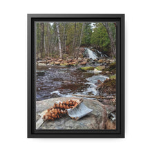 Load image into Gallery viewer, Pinecone Waterfall - Canadian Art - Nature Photography - Oil Sketch on Canvas | Matte Canvas, Black Frame
