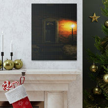 Load image into Gallery viewer, Old-Fashioned Doorway - Christmas Wreath and Snow Photography - Oil Sketch on Canvas | Canvas Gallery Wraps
