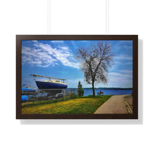 Load image into Gallery viewer, Wooden Boat - Canadian Art - Self-Reflection Canadiana - Photographic Art - Framed Horizontal Poster
