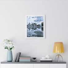 Load image into Gallery viewer, Water Puddle Rain Reflection - Old Cathedral Photography - Photographic Art | Framed Vertical Poster
