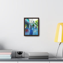 Load image into Gallery viewer, Café Streetscape - Downtown Buildings - Old European Style Photography - Oil Sketch On Canvas - Gallery Canvas Wraps, Vertical Frame
