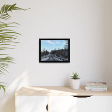 Load image into Gallery viewer, Old Country Road - Country Bridge - Winter Photography - Oil Sketch on Canvas | Matte Canvas, Black Frame
