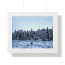 Load image into Gallery viewer, Winter Snowfall - Snowcapped Trees - Northern Fir Tress - Photographic Art | Framed Horizontal Poster
