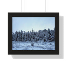 Load image into Gallery viewer, Winter Snowfall - Snowcapped Trees - Northern Fir Tress - Photographic Art | Framed Horizontal Poster
