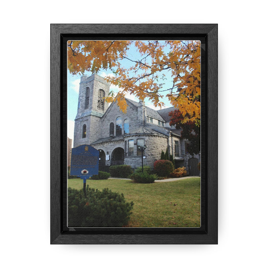 Presbyterian Church Oil Print - Old Gothic Architecture - Fine Art - Oil Sketch on Canvas | Gallery Canvas Wraps, Vertical Frame