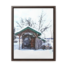 Load image into Gallery viewer, Old World - Snowy Scene Photography - Cozy Winter - Oil Sketch on Canvas | Gallery Canvas Wraps, Vertical Frame
