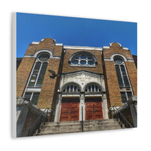 Load image into Gallery viewer, Kensington Market Synagogue - Bird Photo - Judaism Jewish Life - Oil Sketch | Vertical Framed Premium Canvas Gallery Wraps
