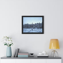 Load image into Gallery viewer, Winter Snowfall - Snowcapped Trees - Northern Fir Tress - Photographic Art | Framed Horizontal Poster
