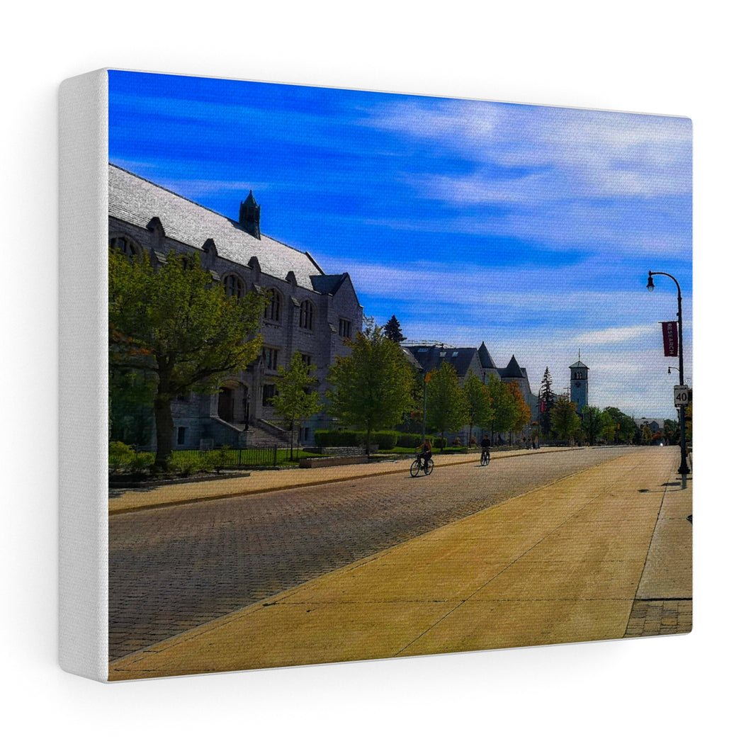 Queens University Kingston - Bicycle Scene - Higher Learning Photo Art - Early Autumn University Scene - Oil Painting Art | Stretched canvas