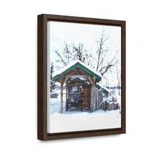 Load image into Gallery viewer, Old World - Snowy Scene Photography - Cozy Winter - Oil Sketch on Canvas | Gallery Canvas Wraps, Vertical Frame
