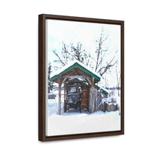 Load image into Gallery viewer, Old World - Snowy Scene Photography - Cozy Winter - Oil Sketch on Canvas | Gallery Canvas Wraps, Vertical Frame
