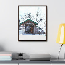 Load image into Gallery viewer, Old World - Snowy Scene Photography - Cozy Winter - Oil Sketch on Canvas | Gallery Canvas Wraps, Vertical Frame
