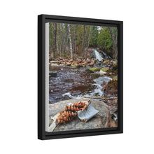 Load image into Gallery viewer, Pinecone Waterfall - Canadian Art - Nature Photography - Oil Sketch on Canvas | Matte Canvas, Black Frame
