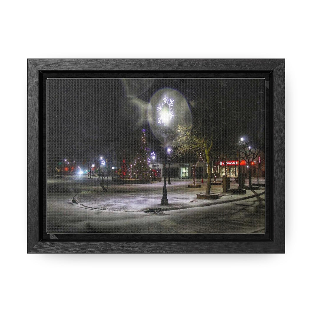 Old Town Square - Christmas Art - Festive Photography - Oil Sketch on Canvas | Gallery Canvas Wraps, Horizontal Frame