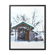 Load image into Gallery viewer, Old World - Snowy Scene Photography - Cozy Winter - Oil Sketch on Canvas | Gallery Canvas Wraps, Vertical Frame
