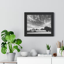 Load image into Gallery viewer, Cosmic Asteroid Bowling Alley - Black and White Photography - Photographic Print - Framed Horizontal Poster
