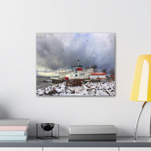 Load image into Gallery viewer, Ahoy Steamship Anchor - Maritime Photography - Nordic Winter Art - Oil Sketch on Canvas | Canvas Gallery Wraps
