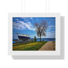 Load image into Gallery viewer, Wooden Boat - Canadian Art - Self-Reflection Canadiana - Photographic Art - Framed Horizontal Poster
