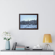 Load image into Gallery viewer, Winter Snowfall - Snowcapped Trees - Northern Fir Tress - Photographic Art | Framed Horizontal Poster
