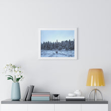 Load image into Gallery viewer, Winter Snowfall - Snowcapped Trees - Northern Fir Tress - Photographic Art | Framed Horizontal Poster
