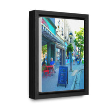 Load image into Gallery viewer, Café Streetscape - Downtown Buildings - Old European Style Photography - Oil Sketch On Canvas - Gallery Canvas Wraps, Vertical Frame
