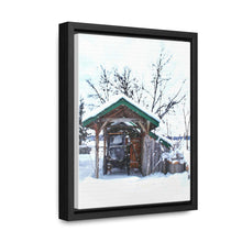 Load image into Gallery viewer, Old World - Snowy Scene Photography - Cozy Winter - Oil Sketch on Canvas | Gallery Canvas Wraps, Vertical Frame
