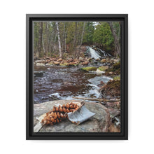 Load image into Gallery viewer, Pinecone Waterfall - Canadian Art - Nature Photography - Oil Sketch on Canvas | Matte Canvas, Black Frame
