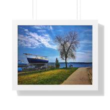 Load image into Gallery viewer, Wooden Boat - Canadian Art - Self-Reflection Canadiana - Photographic Art - Framed Horizontal Poster
