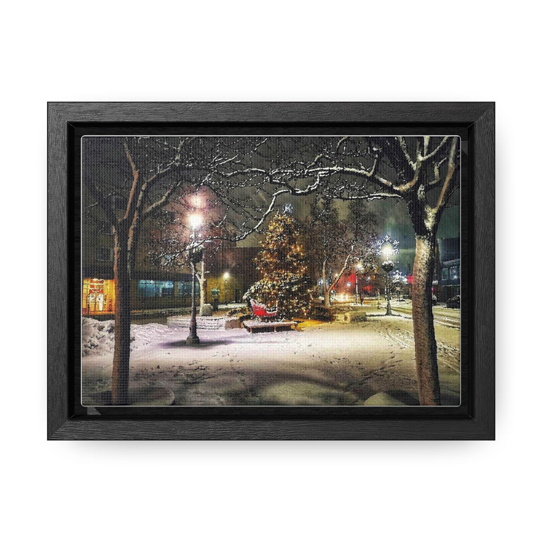 Old Town Square - Christmas Art - Festive Photography - Oil Sketch on Canvas | Gallery Canvas Wraps, Horizontal Frame