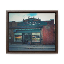 Load image into Gallery viewer, Old Shop Architecture - Storefront Photography - Festive Christmas Art - Oil Sketch on Canvas | Gallery Canvas Wraps, Horizontal Frame
