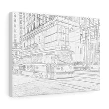 Load image into Gallery viewer, TTC Streetcar - Old Toronto - Toronto Urban Scene - Pencil Sketch Art | Canvas Gallery Wraps
