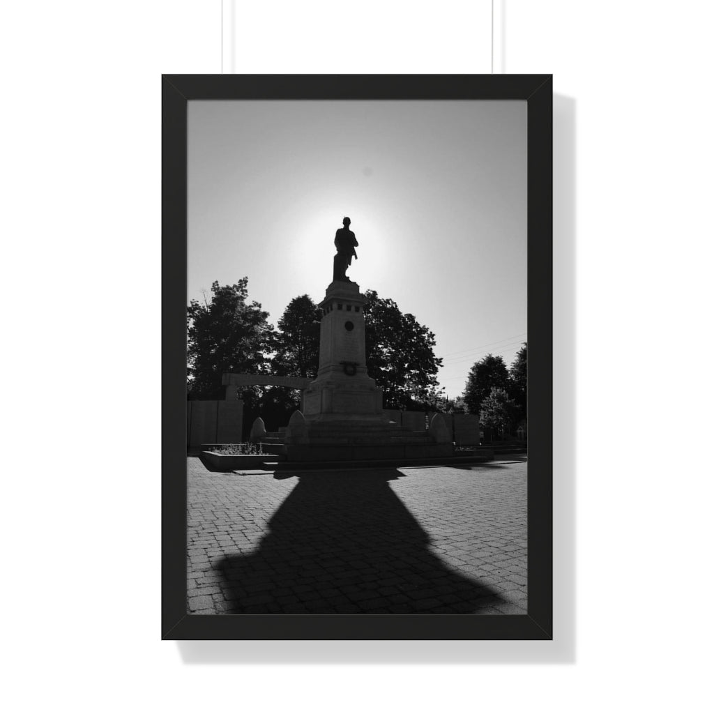 Cenotaph Sunlight Honor - Sunrise Photography and Art - Black and White Photo - Framed Vertical Poster