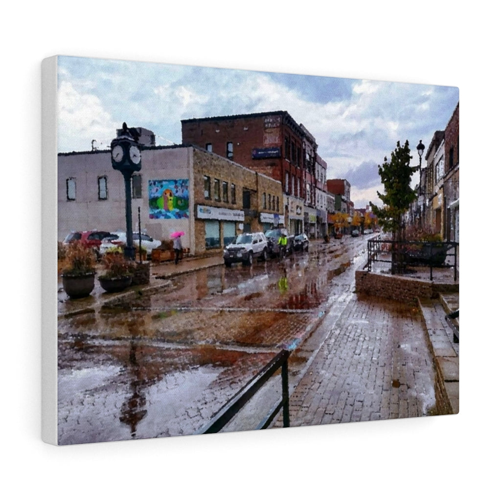 Quaint Small Town Main Street - Rainy Day Old Buildings - Oil Sketch on Canvas | Canvas Gallery Wraps