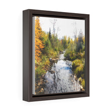 Load image into Gallery viewer, Autumn Wilderness Scene - Northern Nature Photography - Waterfall - Oil Sketch on Canvas | Vertical Framed Premium Gallery Wrap Canvas
