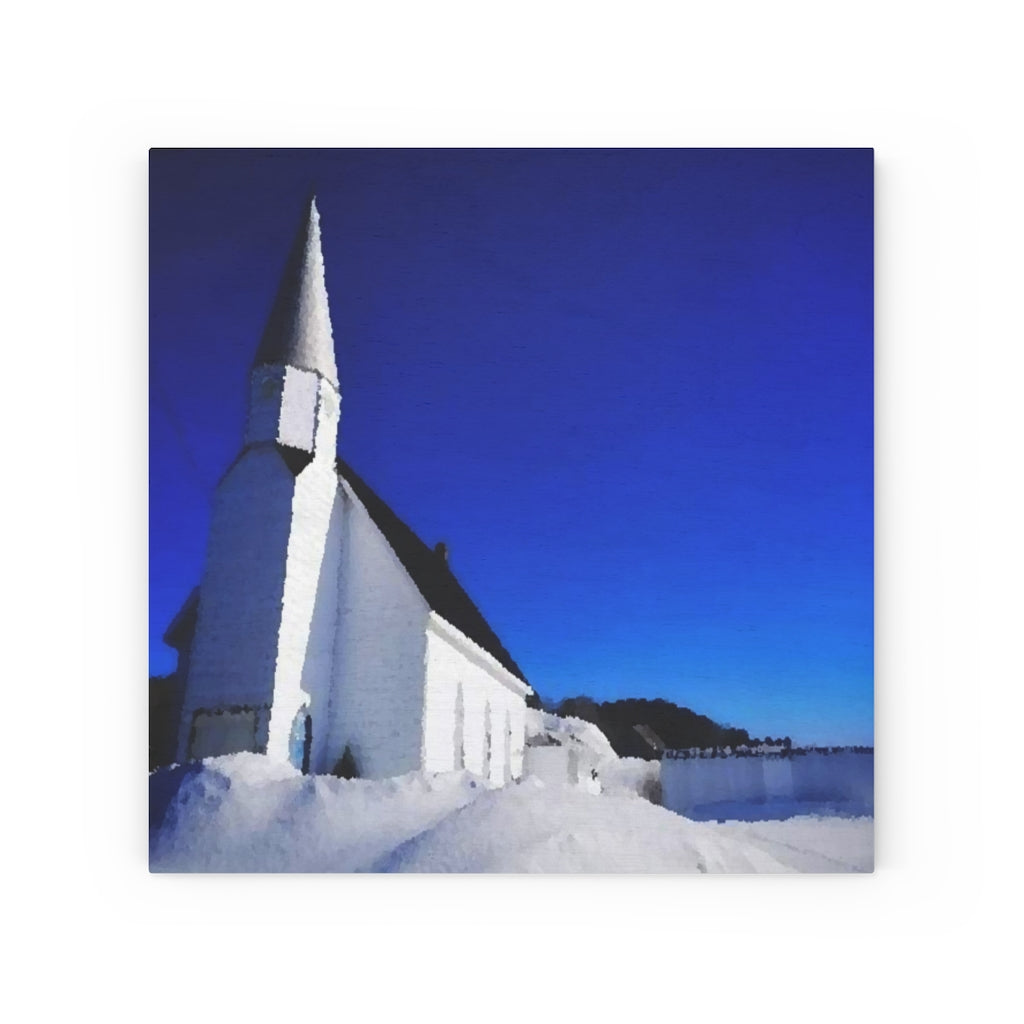 Nordic Style Church Scene - Winter Wooden Chapel - Scandinavian Inspired - Oil Sketch on Canvas | Wood Canvas