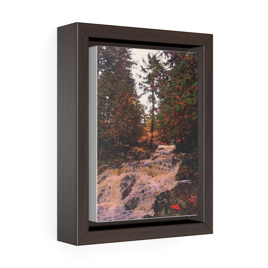 Canadian Wilderness Scene - Canada Waterfall - Autumn Nature Scene - Oil Sketch on Canvas | Vertical Framed Premium Gallery Wrap Canvas