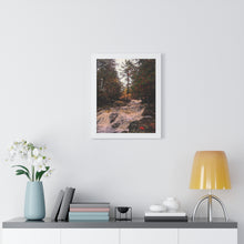 Load image into Gallery viewer, Canadian Waterfall - Wilderness Photography - Nature Photo Art - Maple Leaf - Framed Vertical Poster
