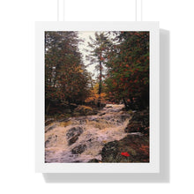 Load image into Gallery viewer, Canadian Waterfall - Wilderness Photography - Nature Photo Art - Maple Leaf - Framed Vertical Poster
