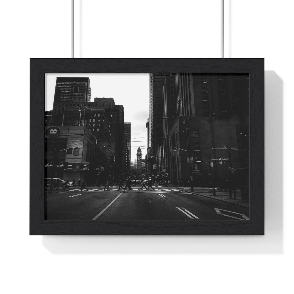 Toronto Urban Scene - Urban Photography - Black and White Photography | Premium Framed Horizontal Poster