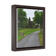 Load image into Gallery viewer, Small Town Park Scene - Trail and Ducks - Canadian Park - Oil Sketch on Canvas | Vertical Framed Premium Gallery Wrap Canvas
