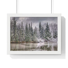 Load image into Gallery viewer, Nature Scene - First Snowfall and Ducks - Canadian Wilderness | Premium Framed Horizontal Poster
