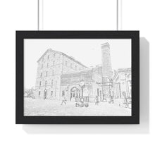 Load image into Gallery viewer, Toronto Distillery District - Toronto Urban Scene - Toronto Photo Art - Old Toronto - Pencil Sketch Art | Premium Framed Horizontal Poster
