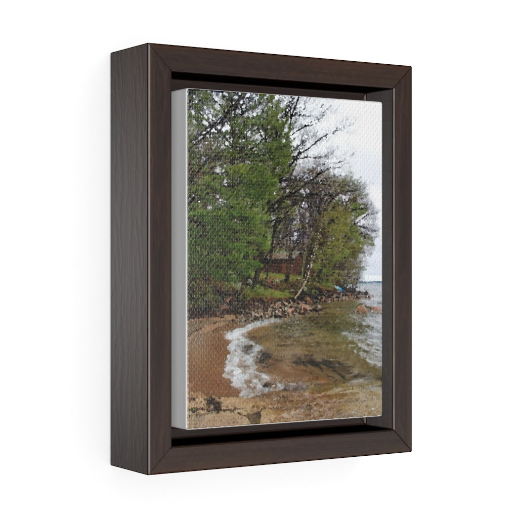 Nordic Rustic Cabin - Muskoka Canada - Nature Oil Sketch | Vertical Framed Premium Gallery Wrap Canvas