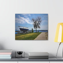 Load image into Gallery viewer, Boat and Marine Life - Waterfront Photography Scene - Peaceful Nature - Oil Sketch on Canvas - Canvas Gallery Wraps
