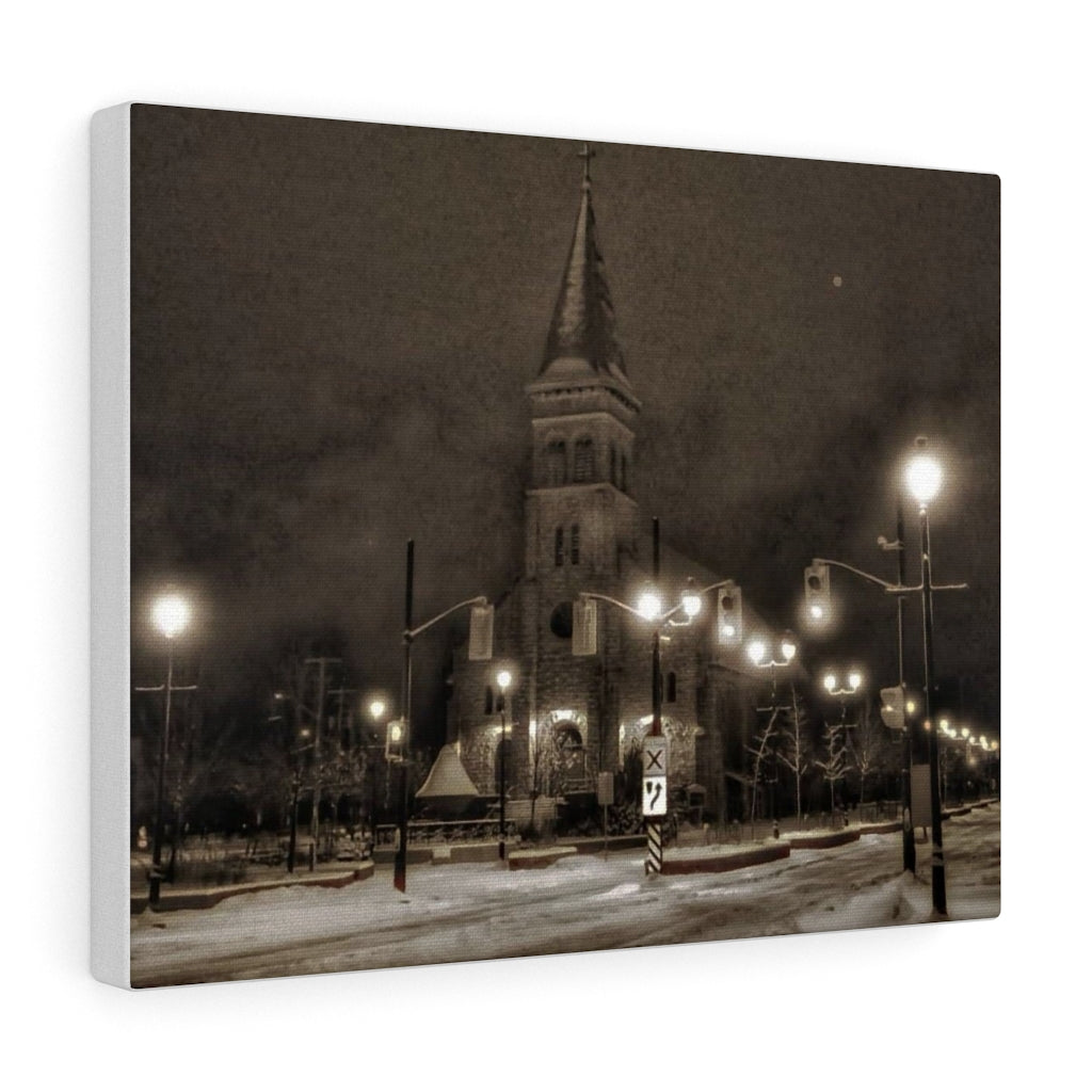 Pro-Cathedral Oil Painting - Oil Sketch - First Snowfall - Canadiana | Canvas Gallery Wraps