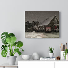 Load image into Gallery viewer, Quaint Nordic Church - Snowy Winter Night - Small Town Canadiana | Canvas Gallery Wraps
