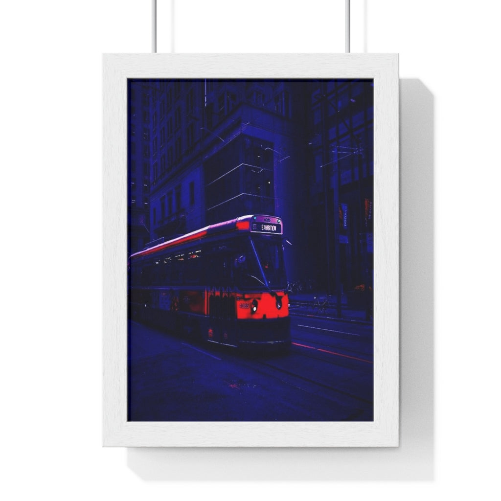 Exhibition TTC Streetcar - Urban Life Cyberpunk Style - Color Print Urban Toronto - Premium Framed Vertical Poster