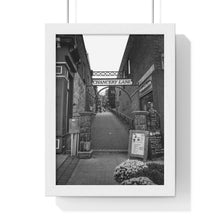 Load image into Gallery viewer, Alley Wall Art - Old Town - Old Fashioned Christmas - Black and White Urban - Premium Framed Vertical Poster
